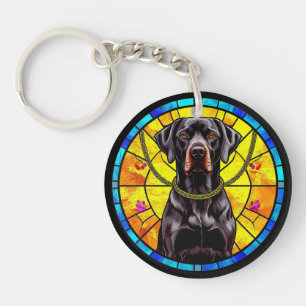 Porte-clefs Œuvre d'art en verre coloré représentant un chien