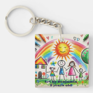 Porte-clefs Œuvre d'art enfant Dessin d'enfants fier