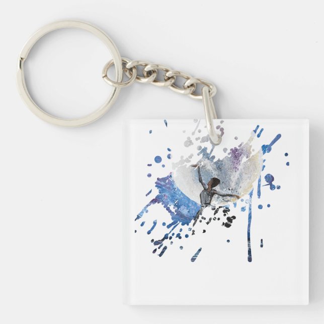 Porte-clefs Œuvre d'art faite main - Danse avec la lune  (Devant)