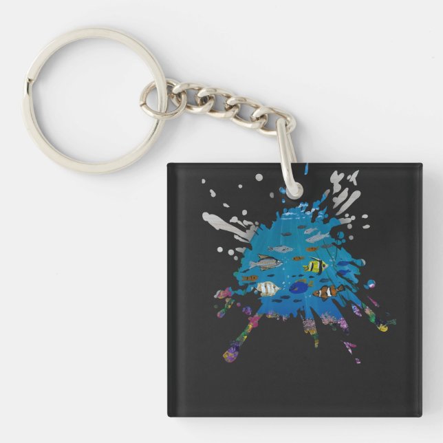 Porte-clefs Œuvre d'art faite main - profondeurs de l'océan  (Devant)