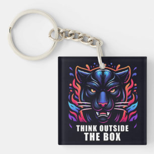 Porte-clefs Œuvre d'art vibrante de panthère avec phrase de mo