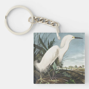 Porte-clefs Œuvre d'art vintage d'oiseau Audubon Héron garde-b