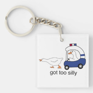 Porte-clefs Oie de police drôle humour trop bête