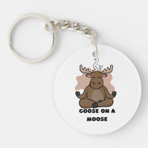 Porte-clefs Oie sur un orignal animal drôle
