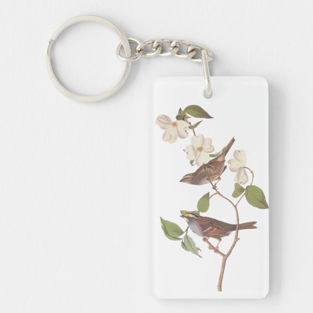 Porte-clefs Oiseau Audubon à bec blanc dans le Dogwood (Devant)