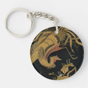 Porte-clefs Oiseau de coq d'or Classique japonais Antique