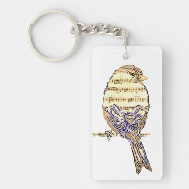 Porte-clefs Oiseau mignon avec des notes de musique Personnali (Devant)