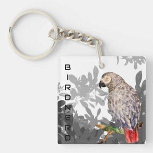 Porte-clefs Oiseau perroquet gris d'Afrique nerd