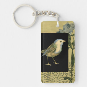 Porte-clefs Oiseau sur l'arrière - plan noir et vintage
