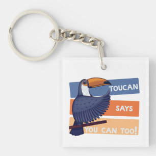 Porte-clefs Oiseau toucan coloré avec message positif