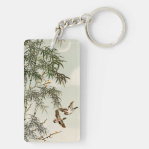Porte-clefs Oiseaux Bambou Asiatique Japonais Vintage