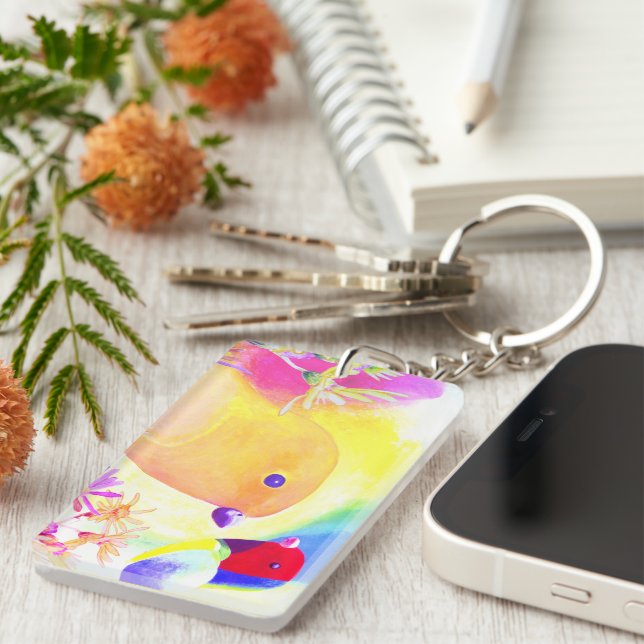 Porte-clefs Oiseaux brillants à motifs tie-dye (Devant droit)
