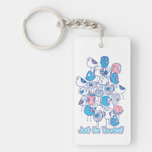 Porte-clefs Oiseaux Colorés Empilés : Soyez Vous-Même