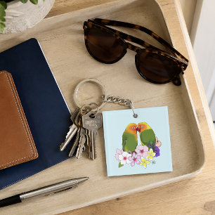 Porte-clefs Oiseaux d'amour Fleurs tropicales