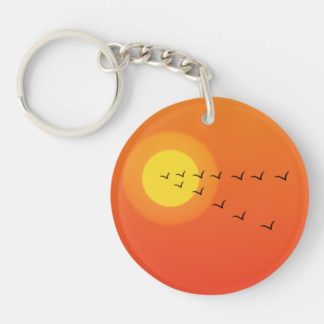 Porte-clefs Oiseaux volant vers le soleil (Devant)