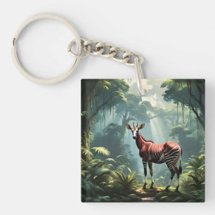 Porte-clefs Okapi Dans La Forêt Pluviale, (Zebra Giraffe)