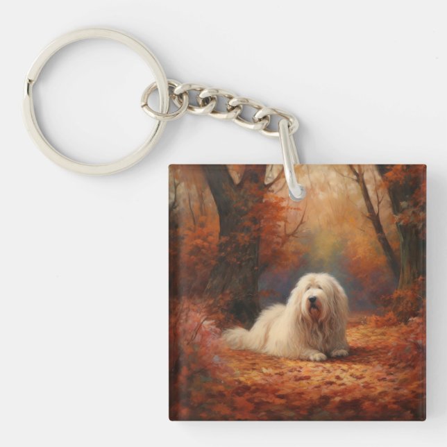 Porte-clefs Old English Sheepdog en automne Leaves Fall Inspir (Devant)