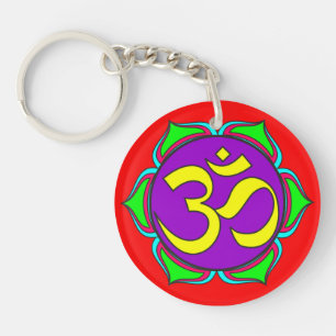 Porte-clefs om symbole sacré bouddhisme religion zen fleur de