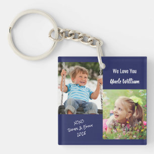 Porte-clefs Oncle Photos bleu