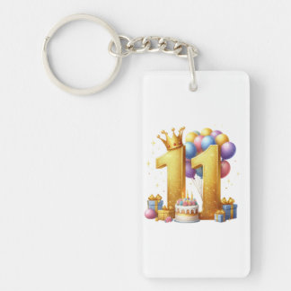 Porte-clefs Onzième anniversaire doré