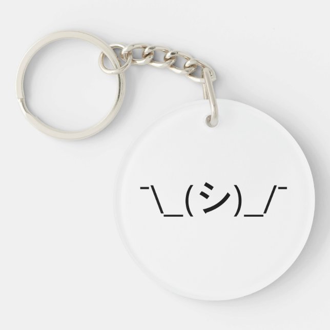 Porte-clefs Oops Shrug Emoticon ; -\_(シ)_/ (Devant)