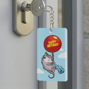 Porte-clefs Opossum Capricieux Joyeux Anniversaire ! Ballon Fl