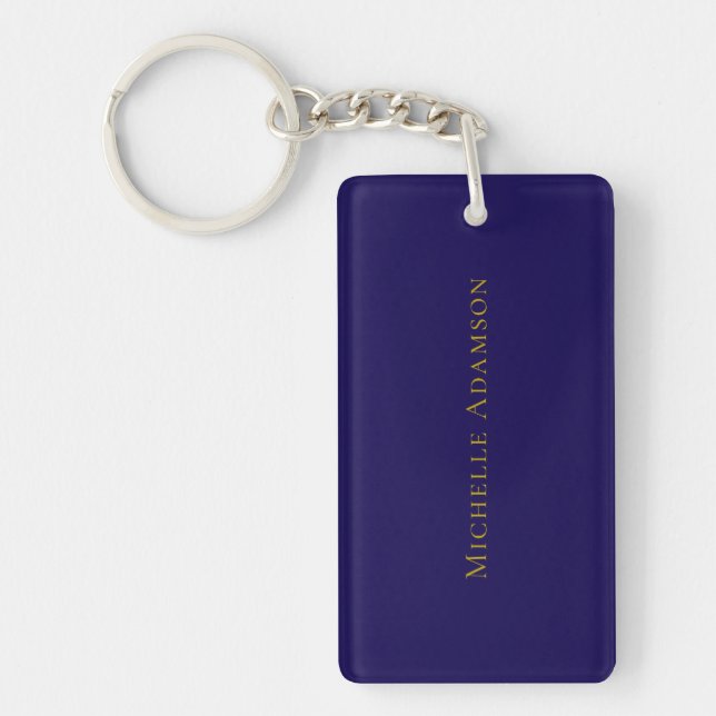 Porte-clefs Or & Bleu Couleur Professionnel Moderne Uni (Devant)