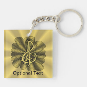 Porte-clefs Or de clef triple de musique customisé