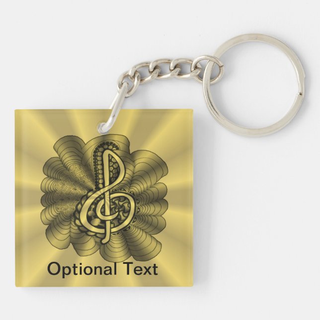 Porte-clefs Or de clef triple de musique customisé (Dos)