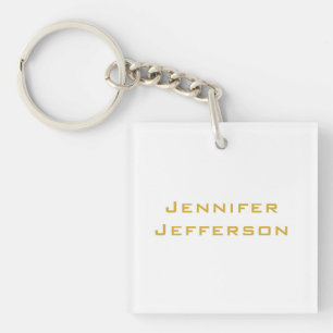 Porte-clefs Or Doré et Blanc Élégant Moderne Professionnel