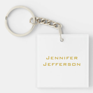 Porte-clefs Or Doré et Blanc Élégant Moderne Professionnel