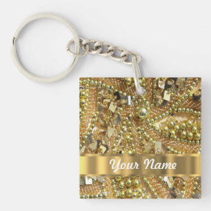 Porte-clefs Or élégant bling