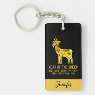 Porte-clefs Or Gradient Année Du Mouton Zodiaque Nom Noir