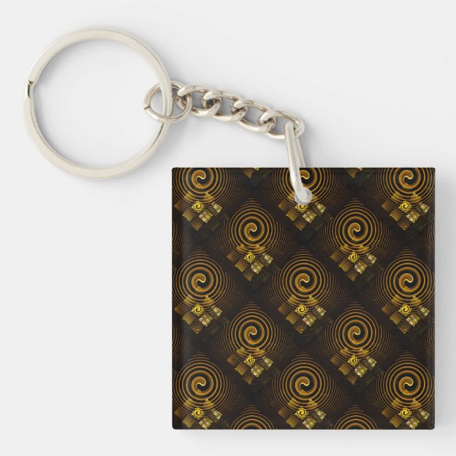Porte-clefs Or Moderne Boho Élégant Motif d'Art Abstrait #502 (Devant)