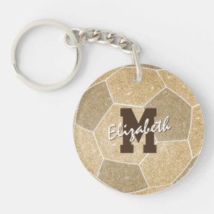 Porte-clefs or monogrammed sports filles sac de football