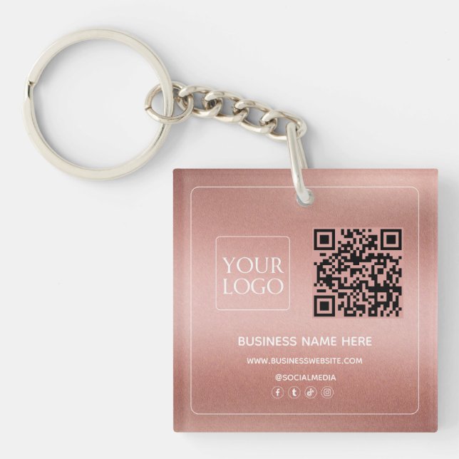 Porte-clefs Or Rose Faux | Logo professionnel personnalisé de  (Devant)