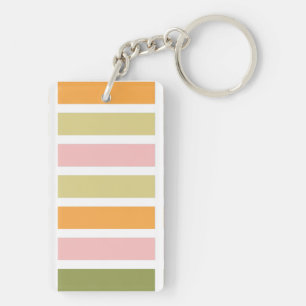 Porte-clefs Or rose orange et rayures vertes