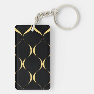 Porte-clefs Or, simple, moderne, luxueux graphisme ondulé