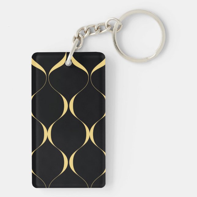Porte-clefs Or, simple, moderne, luxueux graphisme ondulé (Dos)