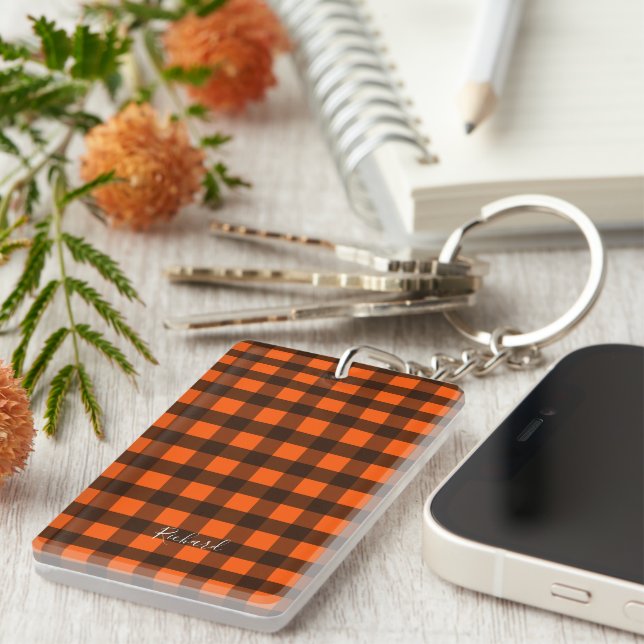 Porte-clefs Orange and Black Checker (Devant droit)