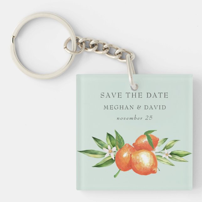 Porte-clefs Orange Blossoms Citrus Botanical Enregistrer la da (Devant)