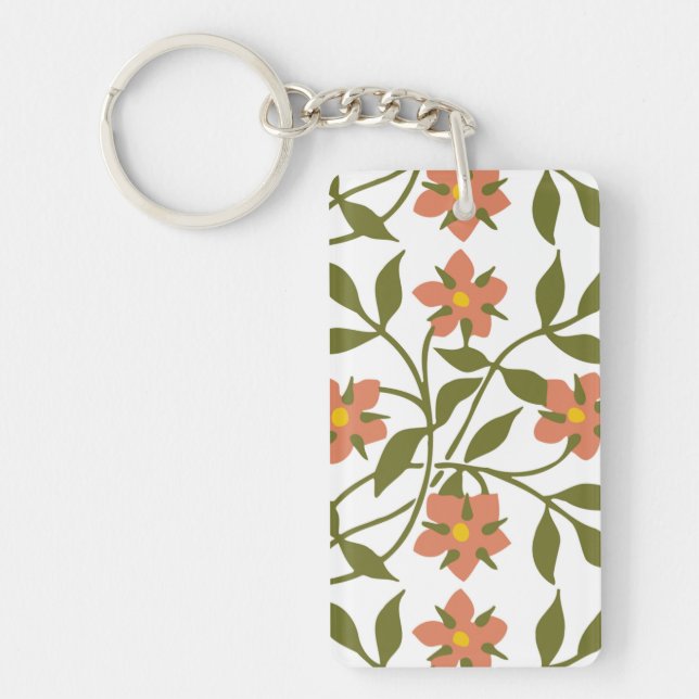 PORTE-CLEFS ORANGE FLEURS (Devant)