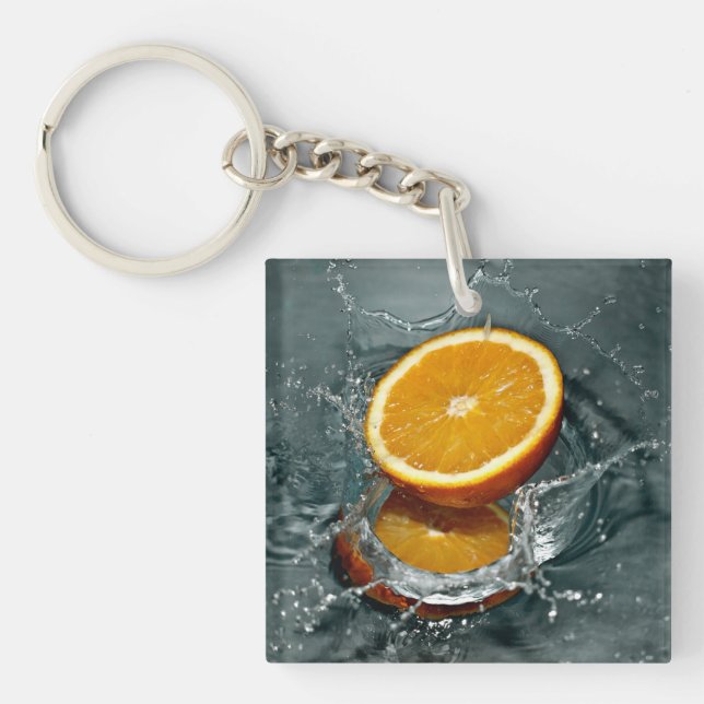 Porte-clefs orange juteuse positive pour l'humeur vitaminée (Devant)