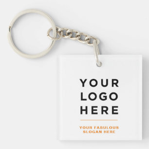 Porte-clefs Orange Logo et Texte Personnalisés Clair
