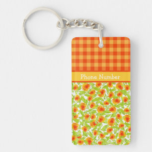 Porte-clefs Orange Marigolds et vérifier En vichy Porte - clé 
