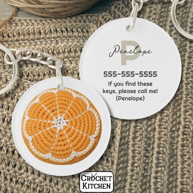 Porte-clefs Orange Moderne Minimale Frais Crochet Orange Slice (Créateur téléchargé)
