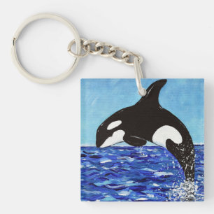 Porte-clefs Orca dans la peinture bleue