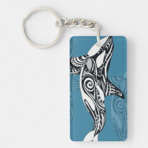 Porte-clefs Orca Killer Whale Tlingit Indigo Blue ink
