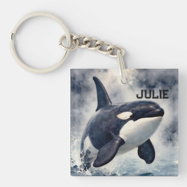 Porte-clefs  Orca Stormy waves, Personalized (Devant)