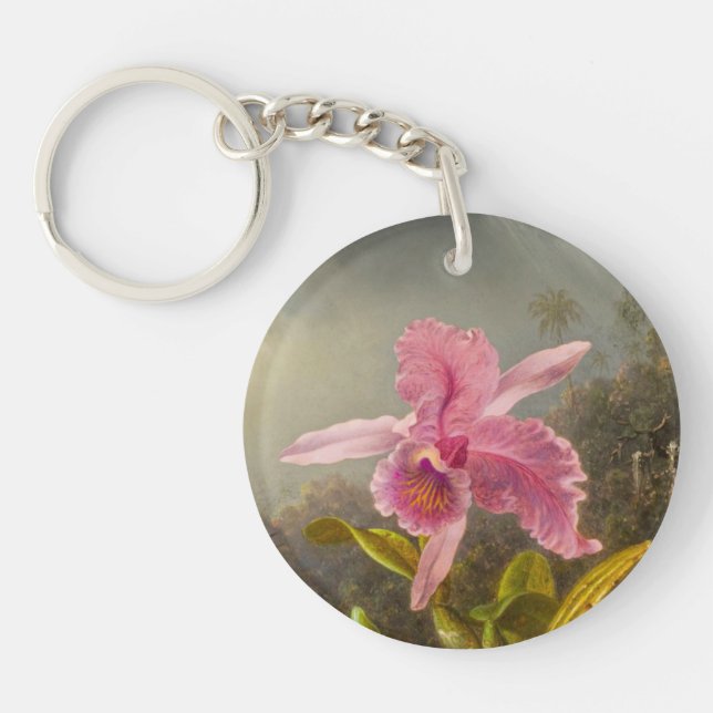 Porte-clefs Orchidée avec deux colibris Heade (Devant)